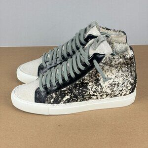 P448 Skate High Top Glitter Sneakers Womens 7.5/8 EU 38 Black Gray White